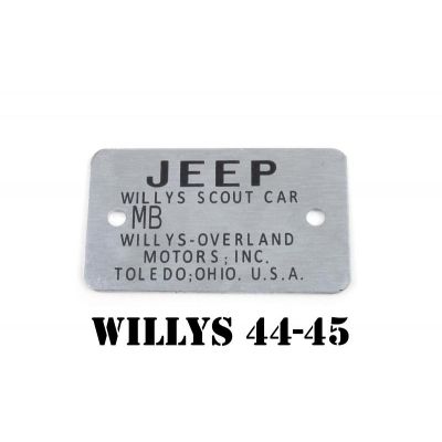 PLAQUE DE N° CHASSIS WILLYS MB LATE 44/45 