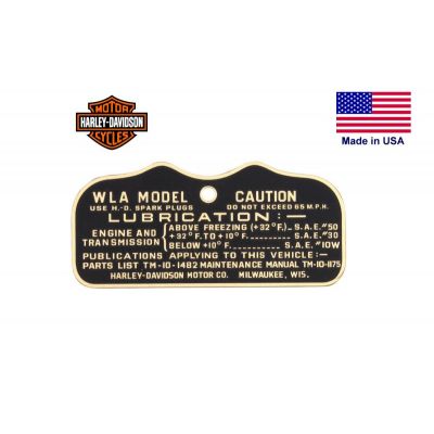 PLAQUE MOTO HARLEY TYPE WLA EARLY