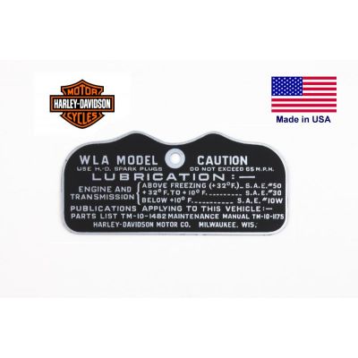 PLAQUE MOTO HARLEY TYPE WLA LATE