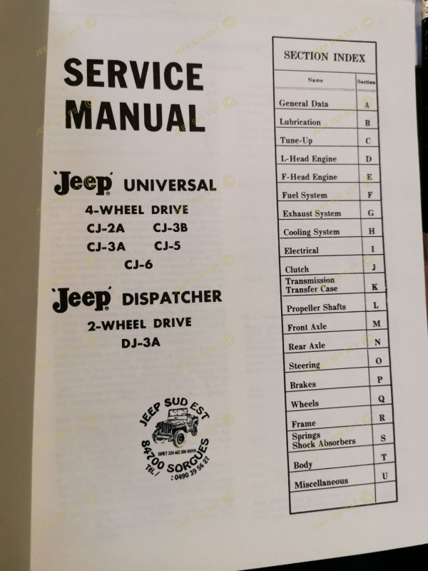 SERVICE MANUAL FOR UNIVERSAL JEEP VEHICLES - ENGLISH VERSION, Livres