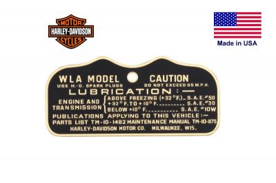 PLAQUE MOTO HARLEY TYPE WLA EARLY